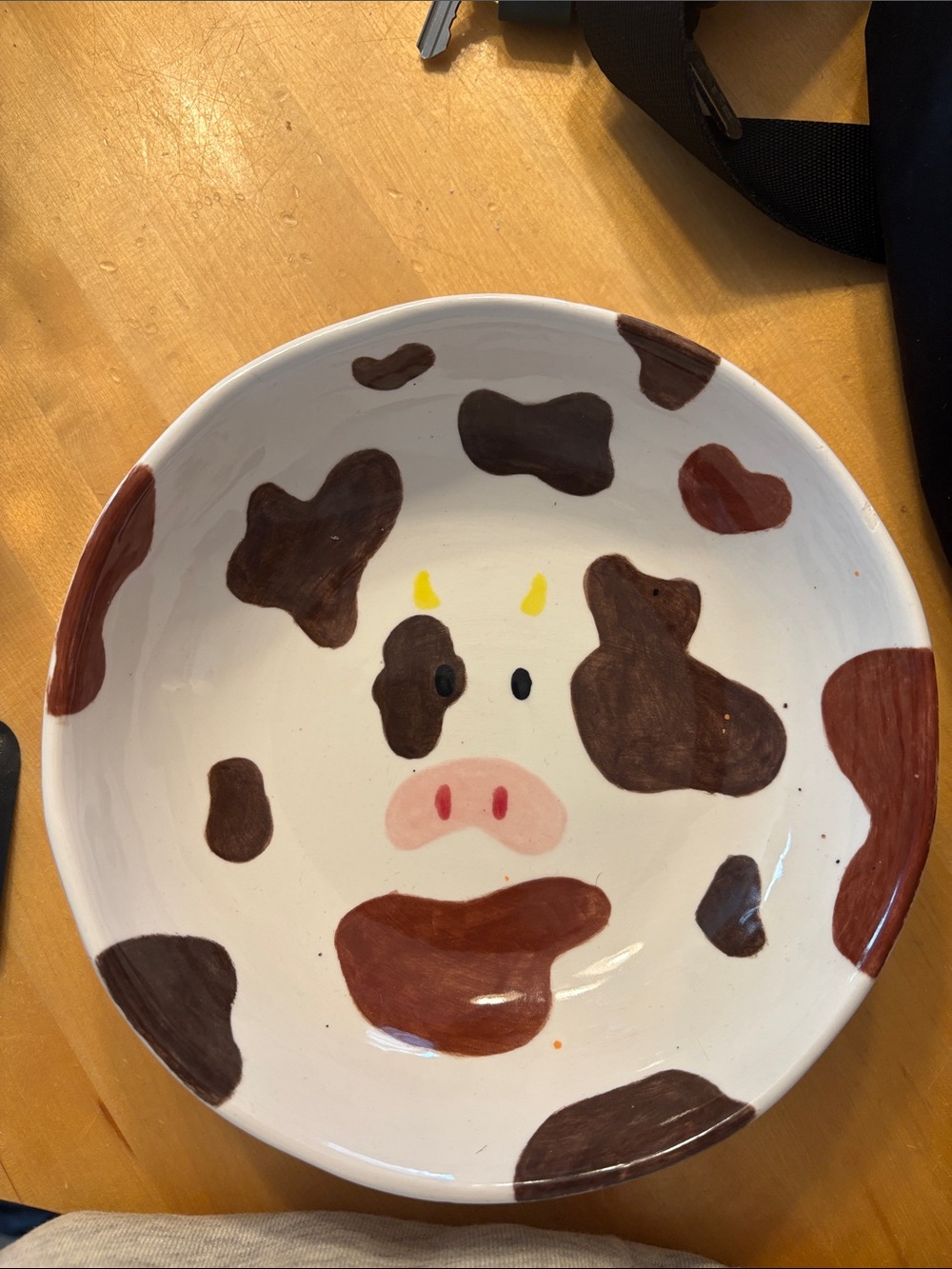Cute Cow Ceramic Bowl with Brown Spots